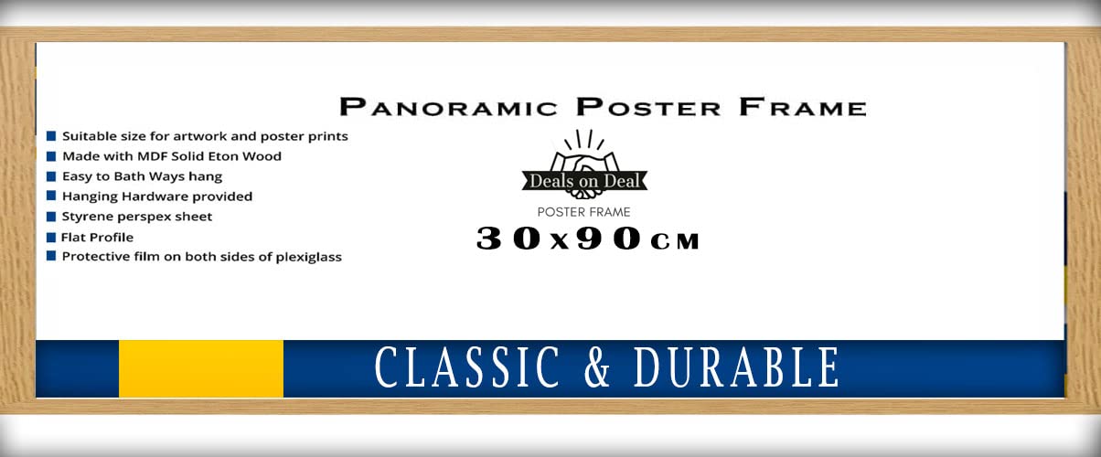 DEALS ON DEAL 30X90CM Solid Eton Panoramic jigsaw puzzle Wooden Photo Picture Certificate Posters Frame Wood Wall Frames Clear plexiglass Ideal Home/Office(30X90CM (11.81" x 35.43") OAK