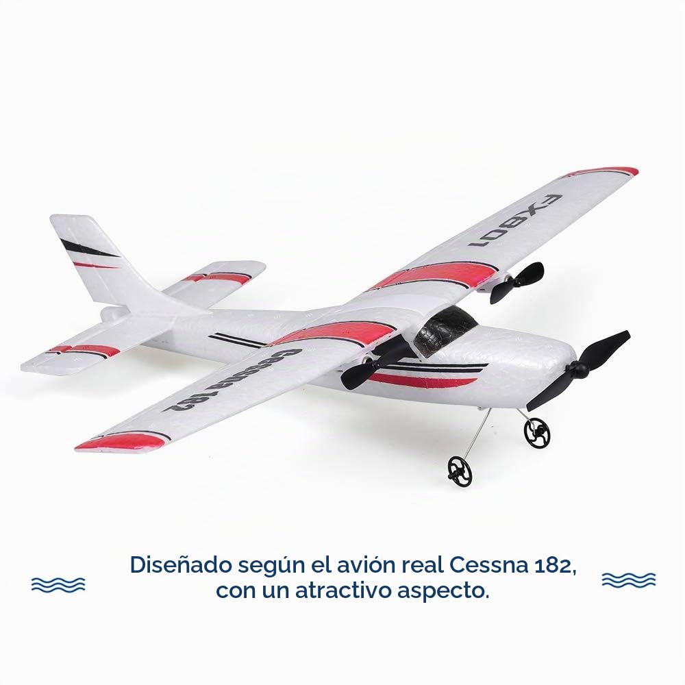 Goolsky FX801 Avión RC Cessna 182 2.4GHz 2CH RC Avión Aeronave Vuelo al Aire Libre Juguetes para Niños