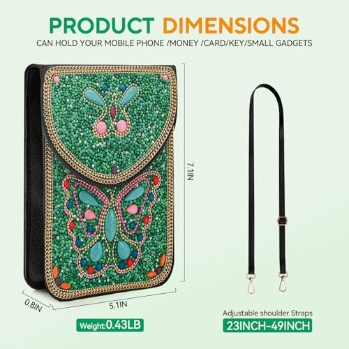 Image of Small Beaded Crossbody Bag for Women, Boho Cell Phone Shoulder Purse Wallet with Handcrafted Colorful Beads