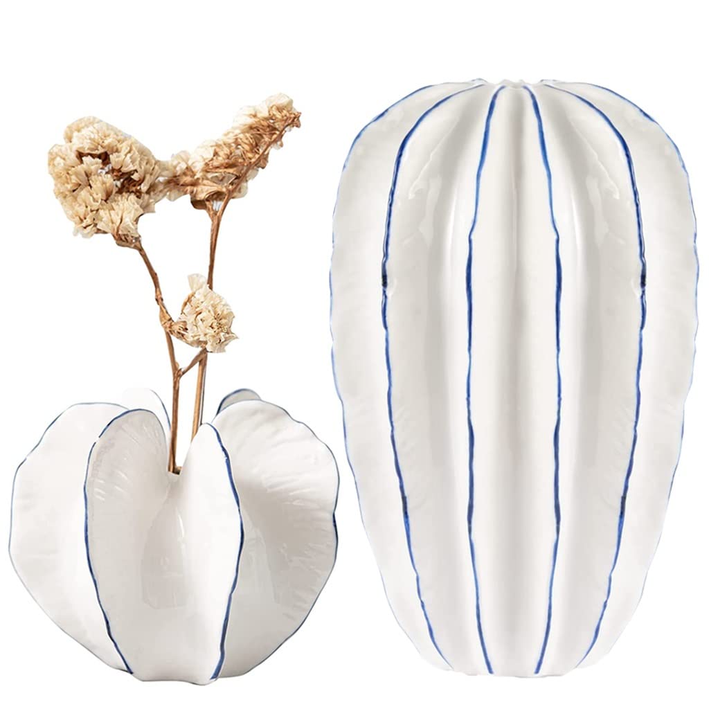 ceramic vase, for Home Decor Set of 2, Star Fruit Shape Bud Vase, Decorative for Farmhouse Modern