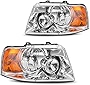 DWVO Headlight Assembly Compatible with 2003 2004 2005 2006/03 04 05 06 Ford Expedition (Chrome Housing Clear Lens)