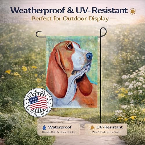 Drapeau Basset Hound de jardin résistant décoloration petit format imprimé - 7