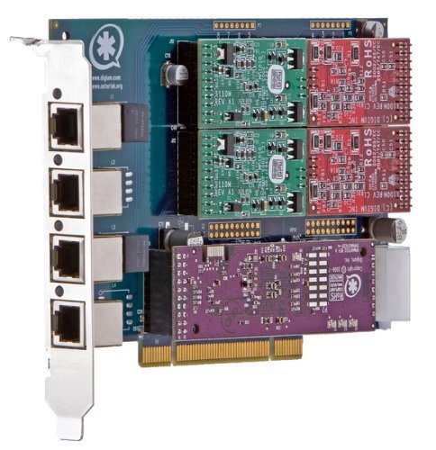 Digium 4 Port Modular Analog PCI 3.3/5.0V Card, No Interfaces
