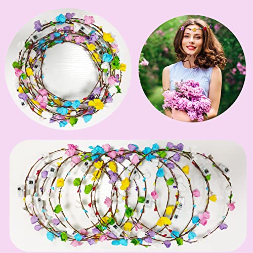 12 Pack Led Flower Headband Crown, Halloween Glow In The Dark Party Supplies Wreath Headdress For Kids Girls Women Hair Accessories, Led Light Up Party Favors Dress Up Wedding Birthday Christmas #TOP6