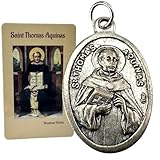 Westmon Works St Thomas Aquinas Medal Set Italian Metal Medallion with USA Made Prayer Holy Card