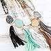 RIAH FASHION Bohemian Pendant Beaded Long Statement Necklace - Sparkly Crystal Bead Boho Teardrop, Natural Stone, Tassel Charm Wrap Lariat (Teardrop Stone & Tassel - Amazonite)