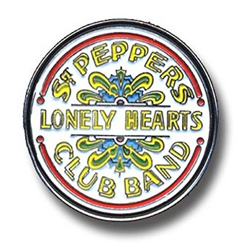 The Beatles Sgt Pepper Drum Logo Official Chrome Pin Badge Accessory Size