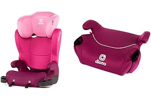 Diono Cambria 2XT Pink Booster Seat Bundle with Solana Pink Backless Booster, 2-in-1 Belt Positioning
