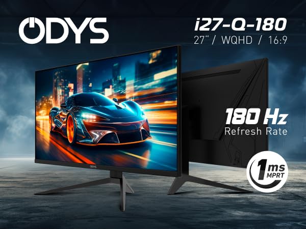ODYS i27-Q-180 - 27 Zoll Gaming Monitor (69 cm Bildschirm, WQHD, 2.560x1.440 Pixel, 180 Hz, 1ms Reaktionszeit (MPRT), Fast IPS Panel, FreeSync, HDMI, Display Port, 3,5mm Kopfhöreranschluss) – Bild 5