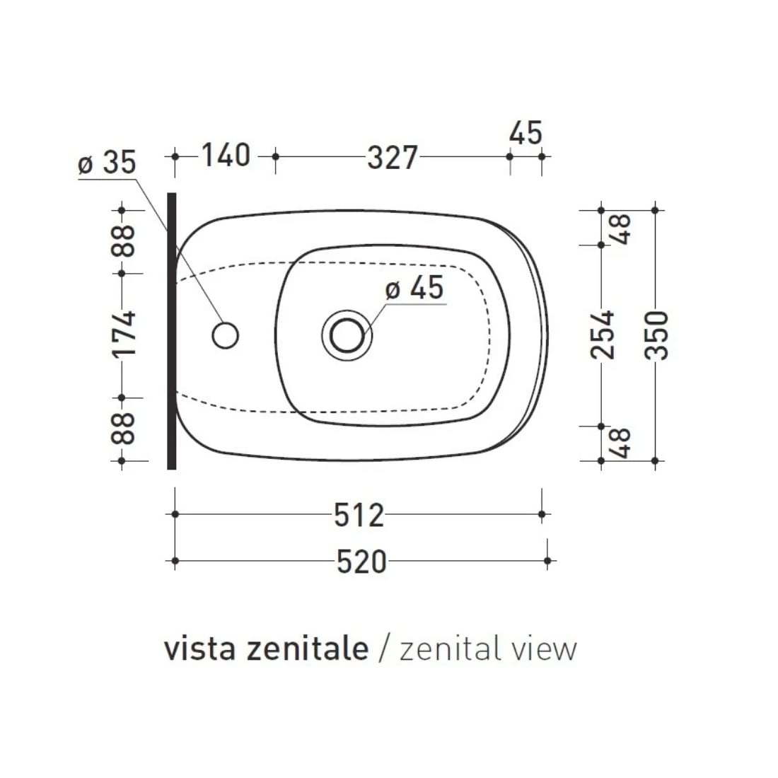 FLAMINIA BIDET SERIE MONO' BACK TO WALL MONOFORO BIANCO.