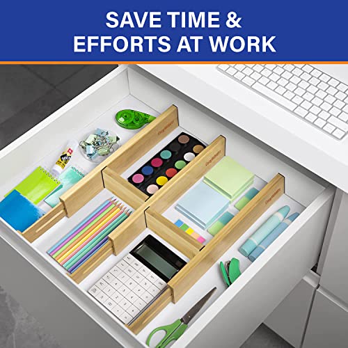 Cozyvenient Adjustable Bamboo Drawer Dividers For Clothes, Kitchen Utensils, Office Desks, Bathroom Accessories, Socks And Underwear, And Personal Items, 4 Dividers With 4 Partitions #TOP5