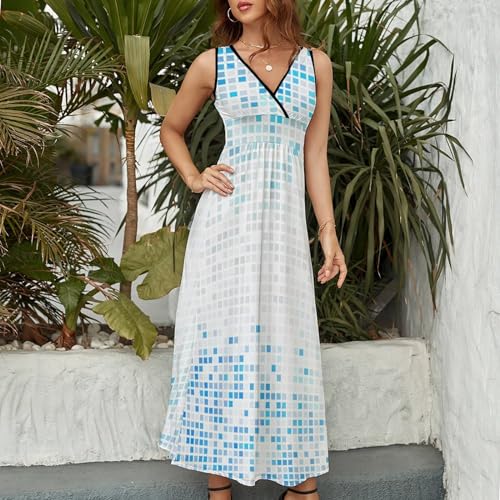 Robe longue d'été sans manches col V coupe ample et légère