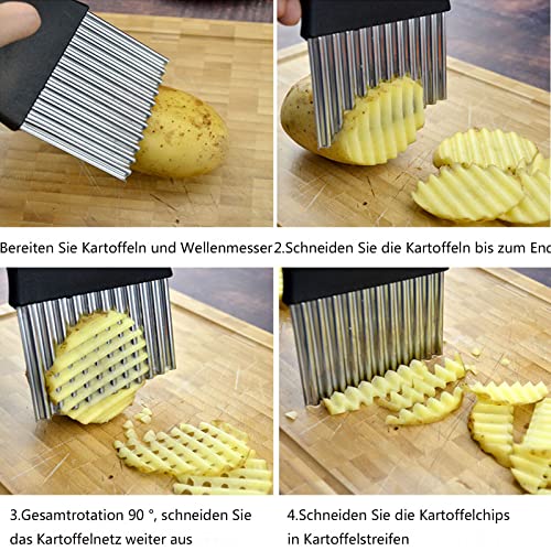 BROSEBEAQ Wave Cutter, Potato Cutter, Stainless Steel, French Wave Knife, Wave Knife for Vegetables, Fruit, Salad, Ripple Knife, Baby, Ripple Cutter for Fries - Image 8