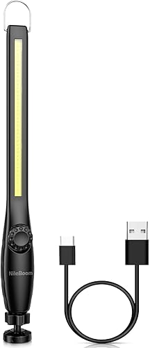 Miniatura 7 de Luz de trabajo LED, luz de trabajo COB recargable de 800 lúmenes con indicador de capacidad de potencia, base magnética y gancho, giro de 360, para