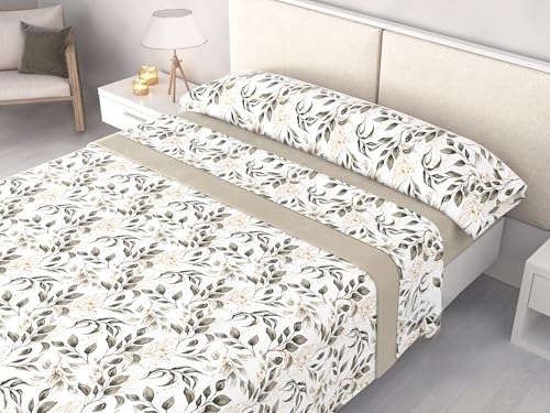 Juego de Sábanas Invierno Polar Pirineo 120 g/m² Perchado Doble Cara – Finas pero Cálidas – 3 Piezas con Bajera Ajustable Perimetral – Camas 90, 105, 135, 150 y 180cm (Celine Beige, Cama 90cm)