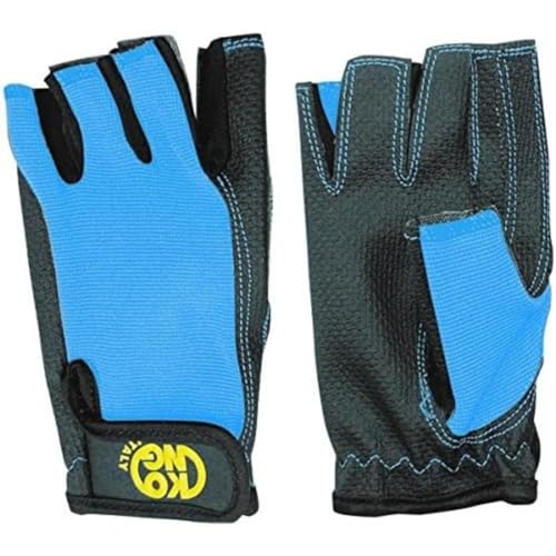 Kong. Pop Gloves. Guanti Elasticizzati Senza Dita. Via Ferrata, Parchi Avventura, Nautica. Presa Salda, Dorso Traspirante, Palmo Rinforzato. Blu e Nero. Taglia M