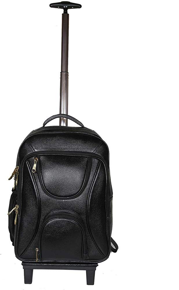 RICHSIGN LEATHER ACCESSORIES 18 Inch Black Leather Laptop Backpack Trolley Bags (B07RNMJ2GH) Amazon Price History, Amazon Price Tracker