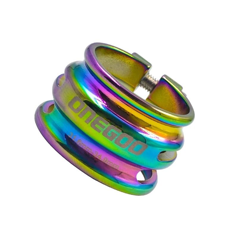 Collarino Reggisella Morsetto reggisella regolabile a doppio strato da 31,8 34,9 mm, in lega di alluminio, for bici strada MTB, in fibra carbonio, for tubo(Red 31.6-34.9mm)
