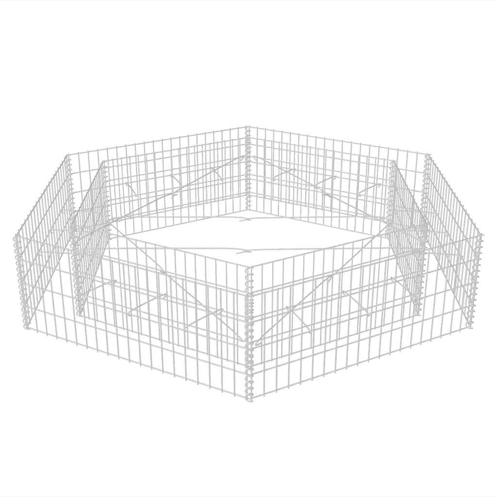 Sechseckiges Gabionen-Hochbeet Gabionen-Pflanzkorb Gabionenkörbe Steinkörbe Blumenkasten Gabione Pflanzkübel Gabionen pflanzgefäß 200x173x40 cm