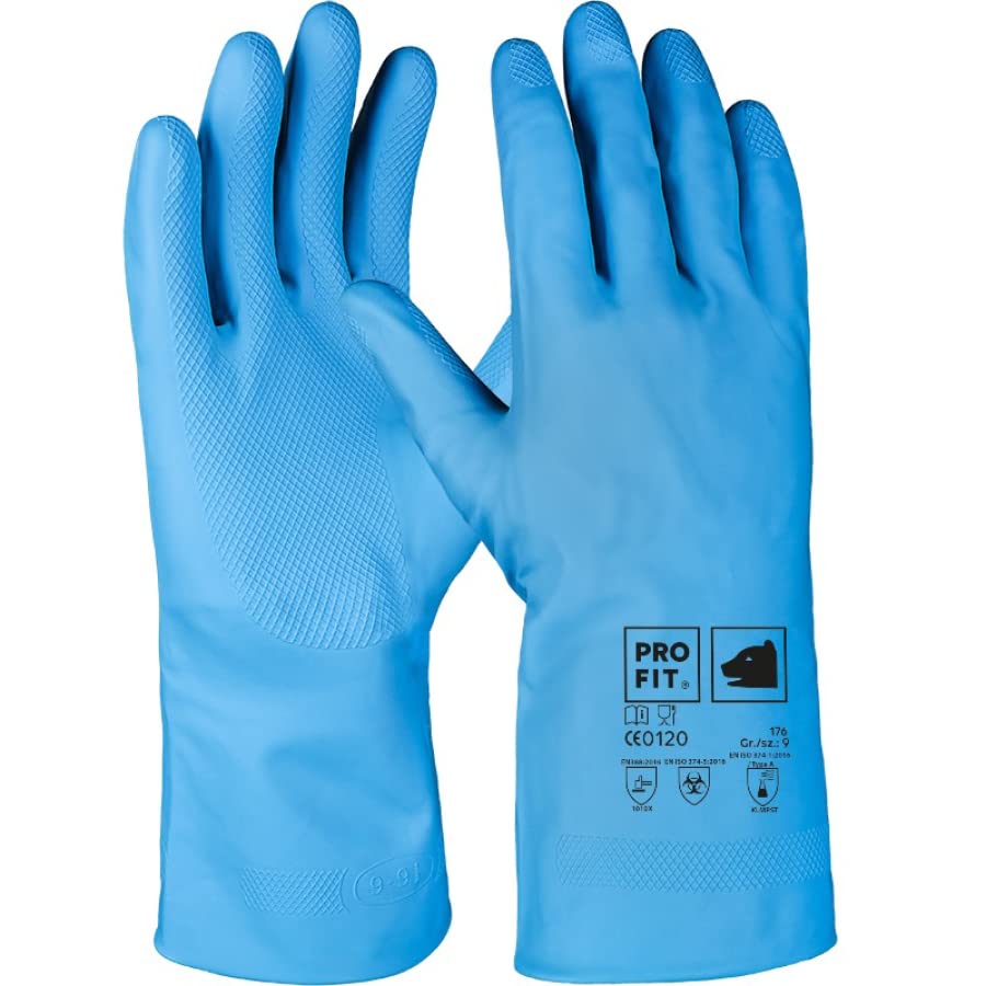 176-7 Haushaltshandschuh, Latex, Blau, 7 Größe, 144 Stück