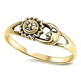 Colors Available! Celestial Sun Moon Universe 925 Sterling Silver Ring Sizes 4-12