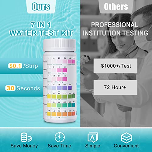 Image of Umlecoa 7 in 1 Aquarium Test Kit for Freshwater and Saltwater - 125 Aquarium Test Strips with Test Tube & Thermometer - Fast & Accurate Water Testing Strips for Aquarium /Pond /Pool