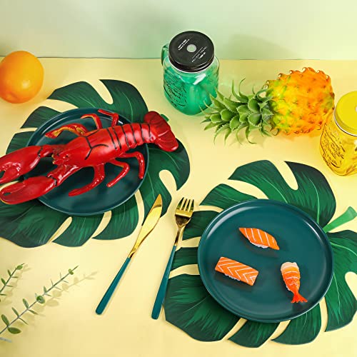 100 Pieces Disposable Tropical Palm Leaf Paper Place Mats Summer Hawaiian Green Leaves Place Mats For Summer Spring Wedding Bridal Baby Shower Birthday Party (Palm Leaf) #TOP3