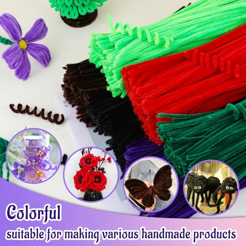 Image of Mnuizu 200Pcs Pipe Cleaners Chenille Stems Craft Pipe Cleaners Fuzzy Sticks | Fluffy Craft Pipe Cleaners for Arts & Crafts, Making Flowers, Animals, Home Decorations, Purple