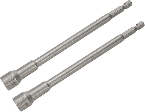 Juego de brocas hexagonales magnéticas para tuercas de alimentación de 0.394 pulgadas, extensión de zócalo hexagonal métrico largo, 2 unidades