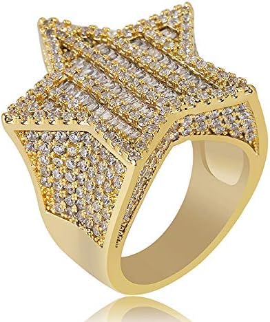 14K Gold Five-Star Design Ring, Wide Face Densely Set Moissanite Men's Ring, A Stellar Gift for Trendsetters and Visionaries,Father's Day Gift