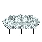 Lunarable Victorian Futon Couch, Abstract Leaves Old Classical Curvy Lines French Country Style...