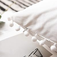 Vista 106 de 2 fundas para cojín decorativo de terciopelo con pompones
