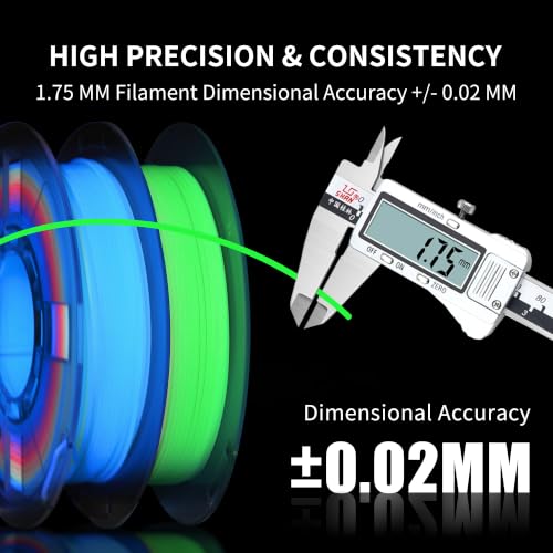 Image of RAMBERY Glow in the Dark Rainbow 3D Printer Filament, Luminous PLA Filament 1.75mm, Dimensional Accuracy + /- 0.02mm, 200gX4 Spools