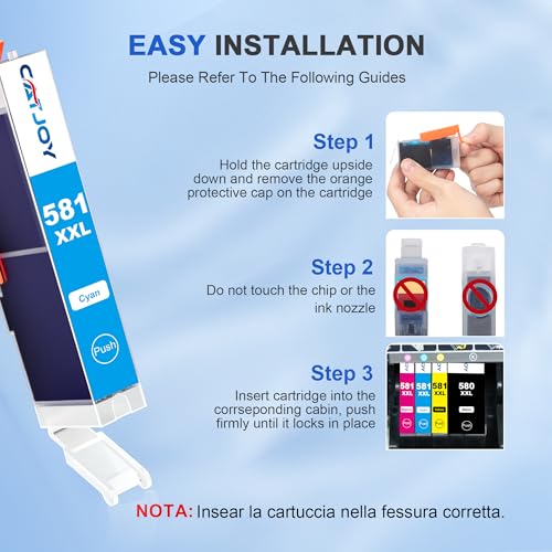 CATJOY 580 581XXL Ink Cartridge Replacement for Canon 580 & 581 ink cartridges for TS705 Ink Cartridges for Pixma TS6350 TS6250 TS8250 TS6351 TS6251 TS705 TS8550 TS6250 TS8500 TS8252 TS9150 (5-Pack) - Image 5