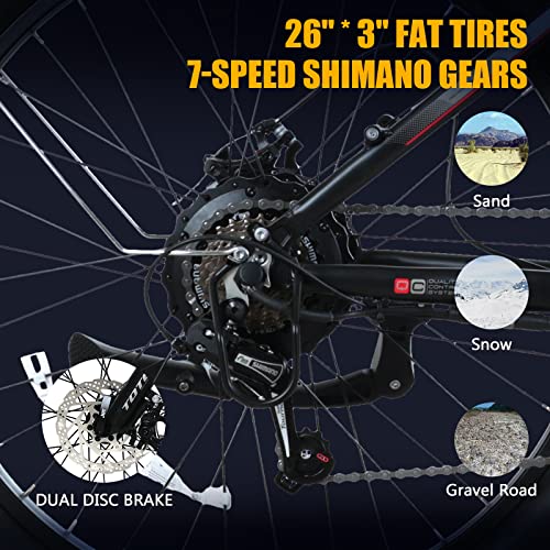 Totem Ranger Ebike For Adults 26", 750W Powerful Motor, Ebike 48V 15Ah Removable Integrated Lithium Battery, Shimano 7 Speed Gears, And Mechanical Locking Suspension Fork-White #TOP5