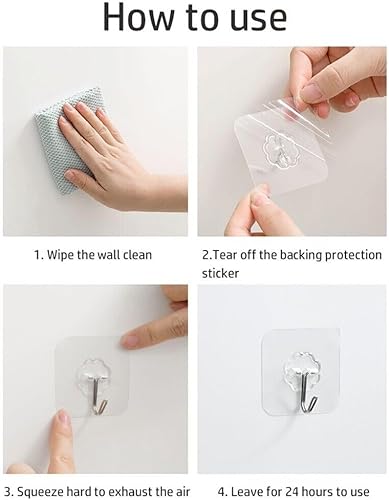 Miniatura 4 de 16 ganchos autoadhesivos para colgar resistentes de 20 libras (máx.), ganchos adhesivos para colgar en la pared, ganchos de techo resistentes,