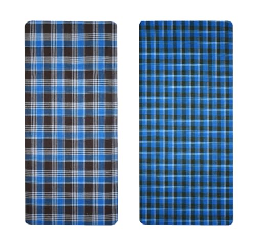 Image of BLUE Leaf Men's Cotton Multi Color Lungis 2.25 Meter (Set of 2)