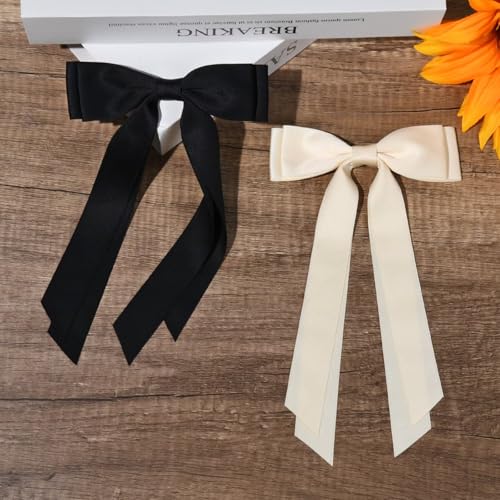2 piezas pinzas moño para cabello beige y negro miniatura 7
