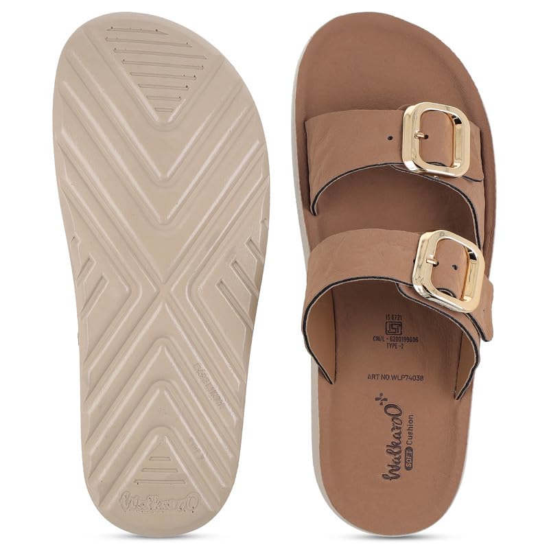 Image of WALKAROO Women's Comfort Flat Sandals|Soft Cushioned Footbed, Lightweight PU Platform Sole|CasualWear,Travel,Outdoor,office wear,Stylish,Trendy Sandals|WLP74038
