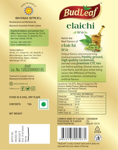 Image of Budleaf Elaichi Tea - Cardamom Blend - Bold, Refreshing Brew - Rich Aroma - 1000gm Package - No Added Essence for Superb Taste and Quality Experience