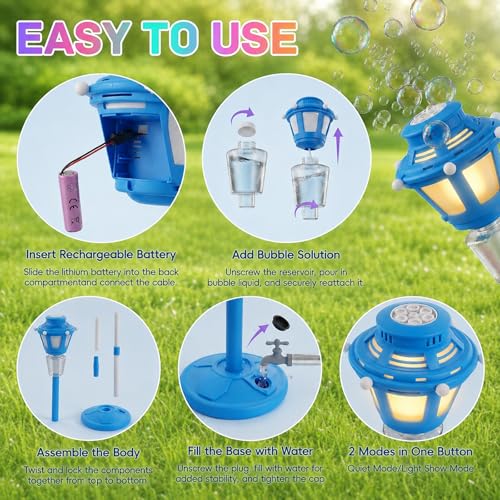 Image of 2Pack Bubble Machine for Kids, Rechargable Bubble Maker Bubble Toys with Light, Outdoor Battery Bubbles Blower Machine for Wedding Birthday Party