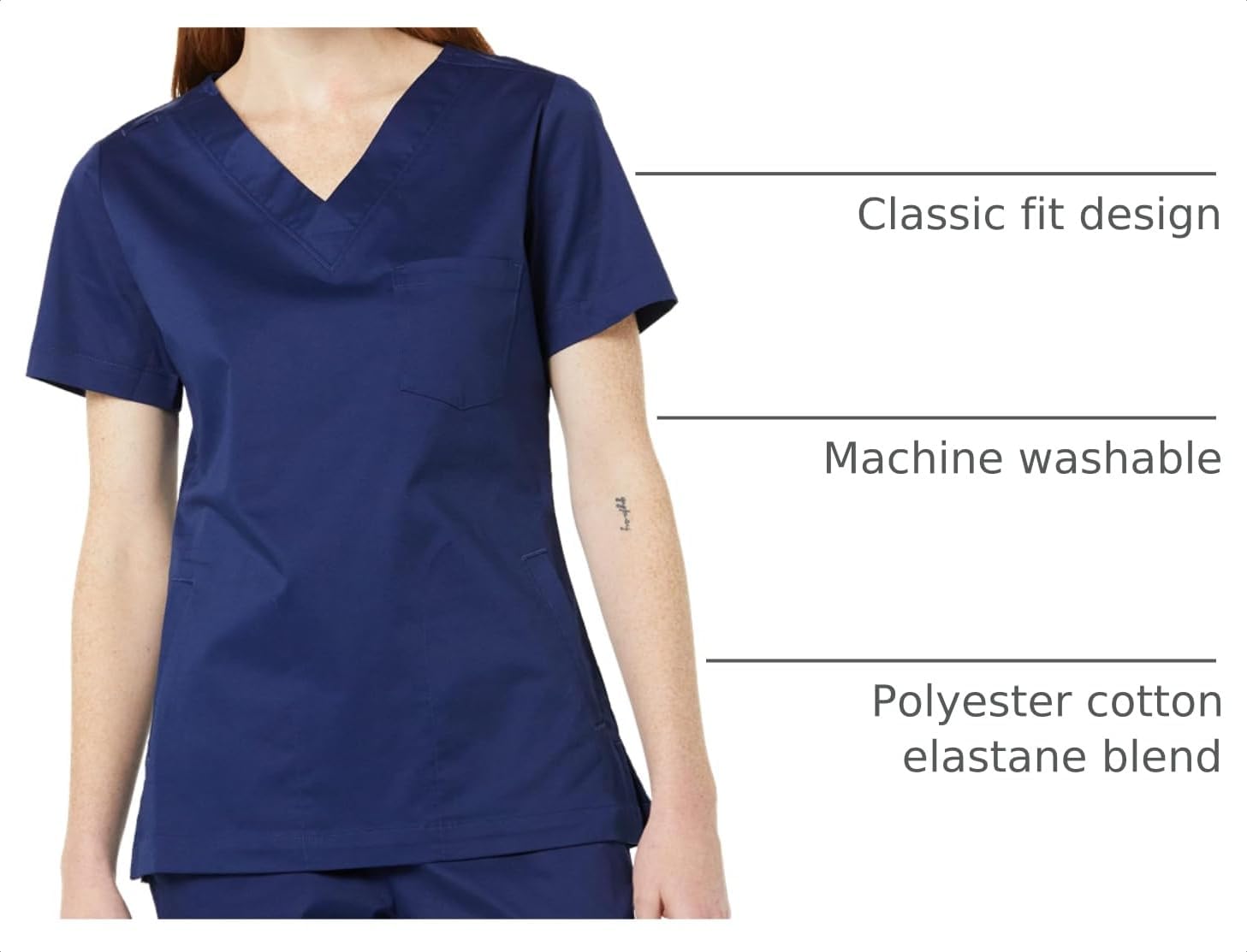 Amazon Essentials Women's Classic-Fit V-Neck Short-Sleeve Moisture Wicking Stretch Scrub Top (Available in Plus Size) image 4