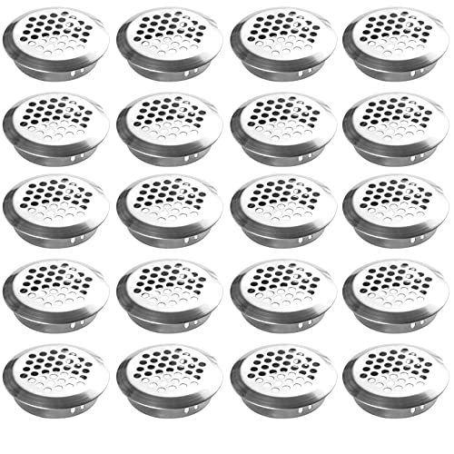 Anmoo Lot de 20 trous d'aération ronds en acier inoxydable pour garde-robe, cuisine, salle de bain (25 mm) Cover