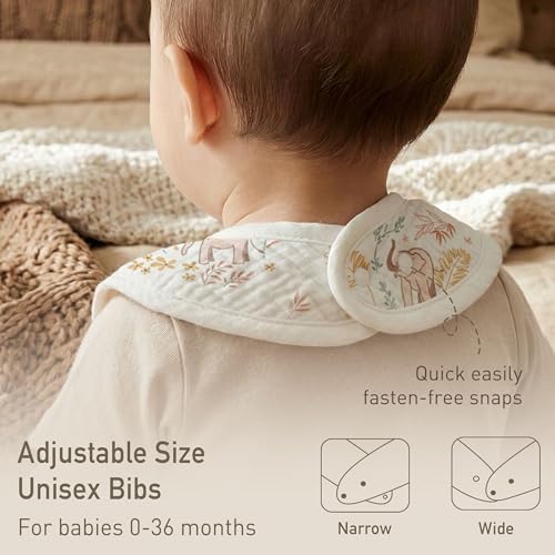 Image of Muslin Bibs for Baby Girl, Adjustable Fit for Drooling and Teething Toddler | 8Pk, 100% Cotton Surface & Multi-Layer Absorbent Core, Shrink-resistant & Fade-Proof, Gentle on Sensitive Newborn skin