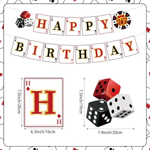 Image of Hooqict Casino Theme Party Decorations Happy Birthday Banner Casino Poker Party Banner Garland for Las Vegas Game Night Birthday Party Decorations Supplies