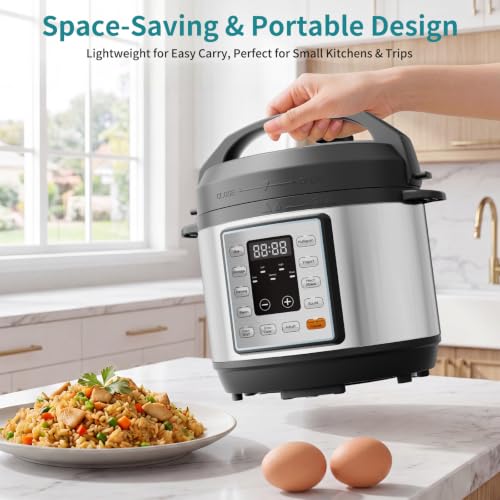 Image of OLIXIS 10-In-1 Electric Pressure Cooker, 3 Quart Multi Cooker for Rice, Stew and Steam, Small Programmable Stainless Steel Pot with Slow Cook Function and Ceramic Inner Pot