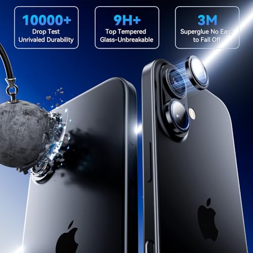 Image of Supershieldz CAM-Guard 3D Camera Lens Protector Ring for iPhone 16 Plus | 16, Keep Original Design and Color, 9H Hardness, Easy Installation - Black Titanium
