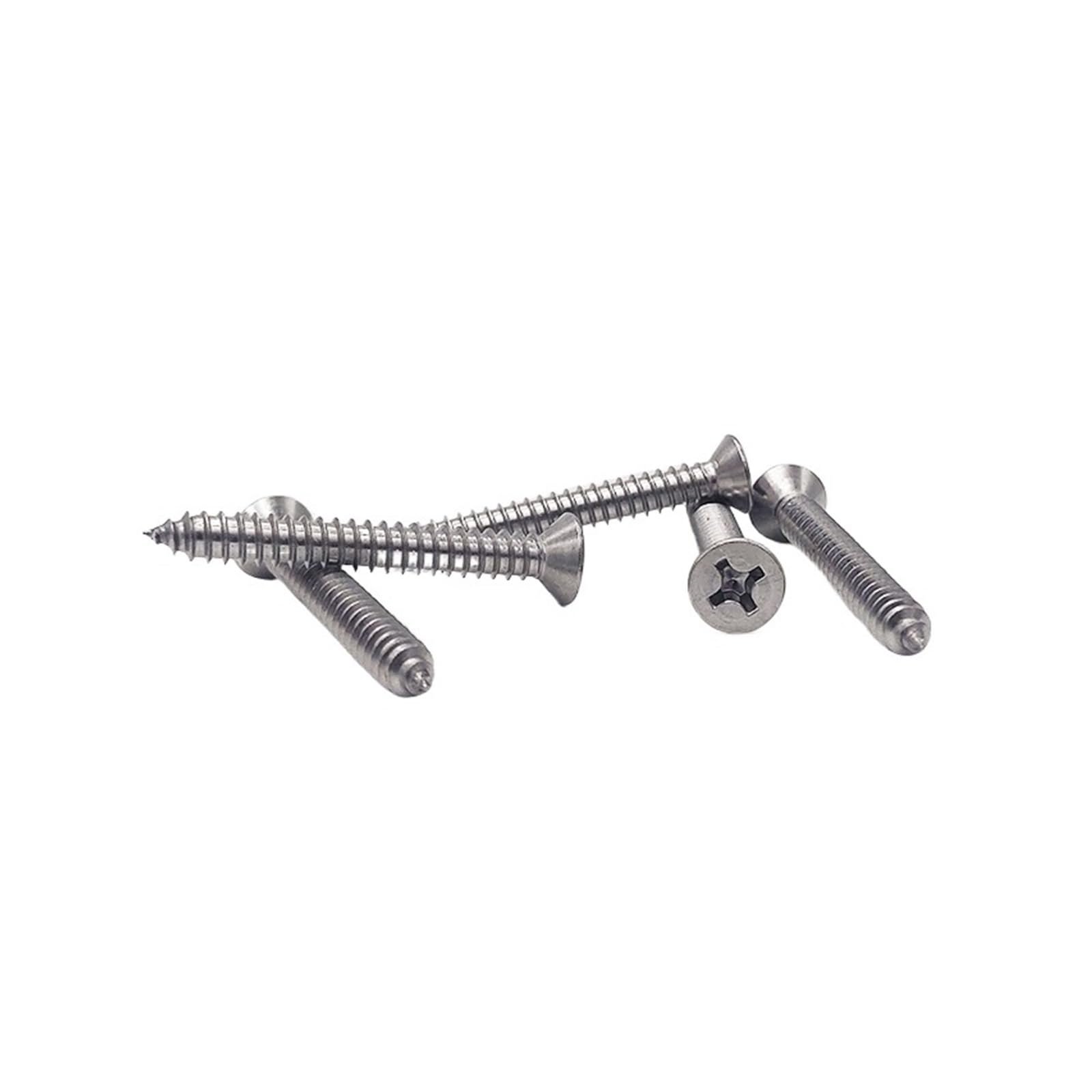 Tornillos autorroscantes for madera de cabeza avellanada plana y cruz acero inoxidable GB846 304, M3.5, .9, M4.2, .8, M5., M6.3, 10/20/50 unidades