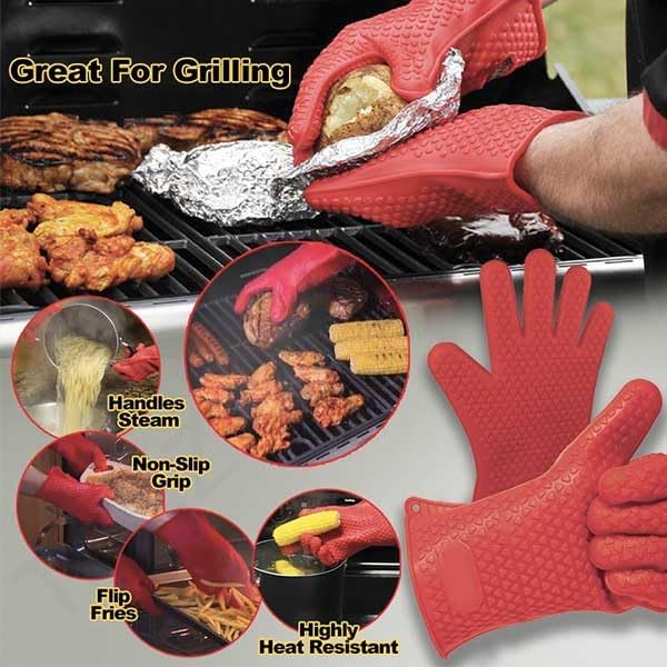 Image of 1 pcs Heat Resistant Silicone Glove for Cooking, Five-Finger Silicone Gloves Oven Microwave Insulated Gloves Anti-Scald Baking Tool. (Multicolor)