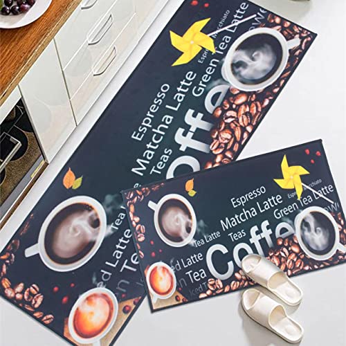 Image of HomeCloud Kitchen Rectangular Mat: Premium Anti-Slip, Soft, Washable, Designer Printed Mat for Floors, Kitchens, and Rooms - (6mm Thick, 41x122 cm and 41x61cm) (Black Espresso)